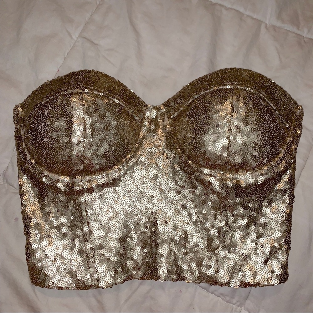 Charlotte Russe gold bustier top ✨